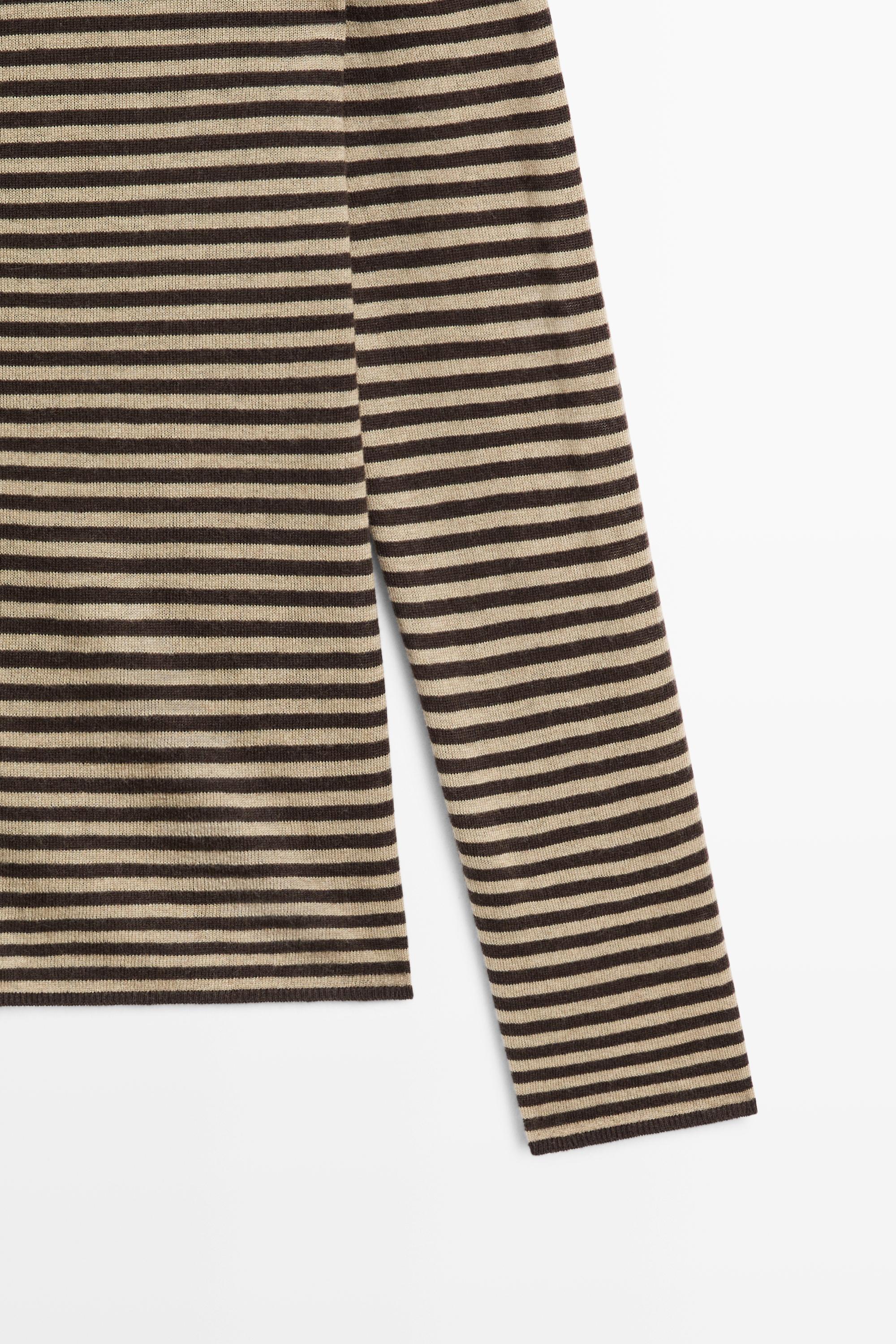 Striped wool-blend knit sweater